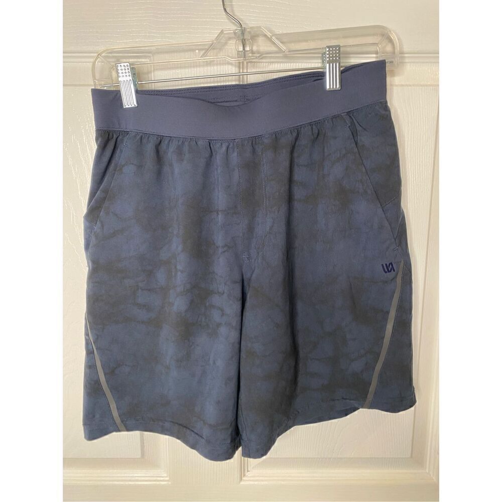 VRST Mens Stealth 7” Inch Run Shorts S Navy Abstract Size Zip Pocket Lined